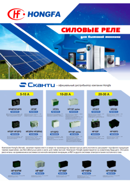 Силовые реле Hongfa Силовые реле Hongfa